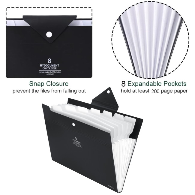 NISUN 8 Pockets File Folder, A4/Letter Size Accordion File Organizer ...