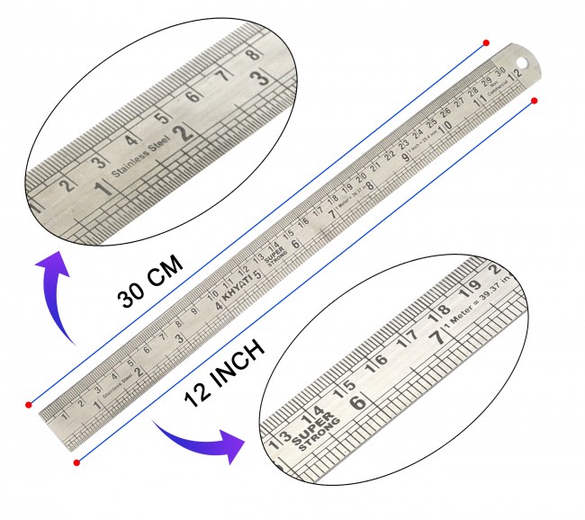 Straight Ruler Scale Storite 5 Pack Steel Ruler Scale 12 Inch (30cm) Straight Measuring Tool ...