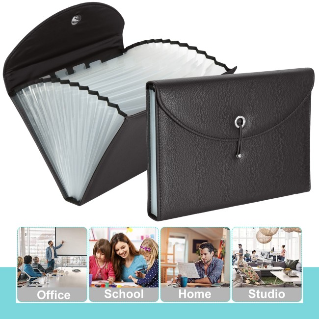 JIMEIQI 6 Pocket Accordion File Organizer – Expandable Folder With Notebook & Bag For A4/Letter Paper - View #2