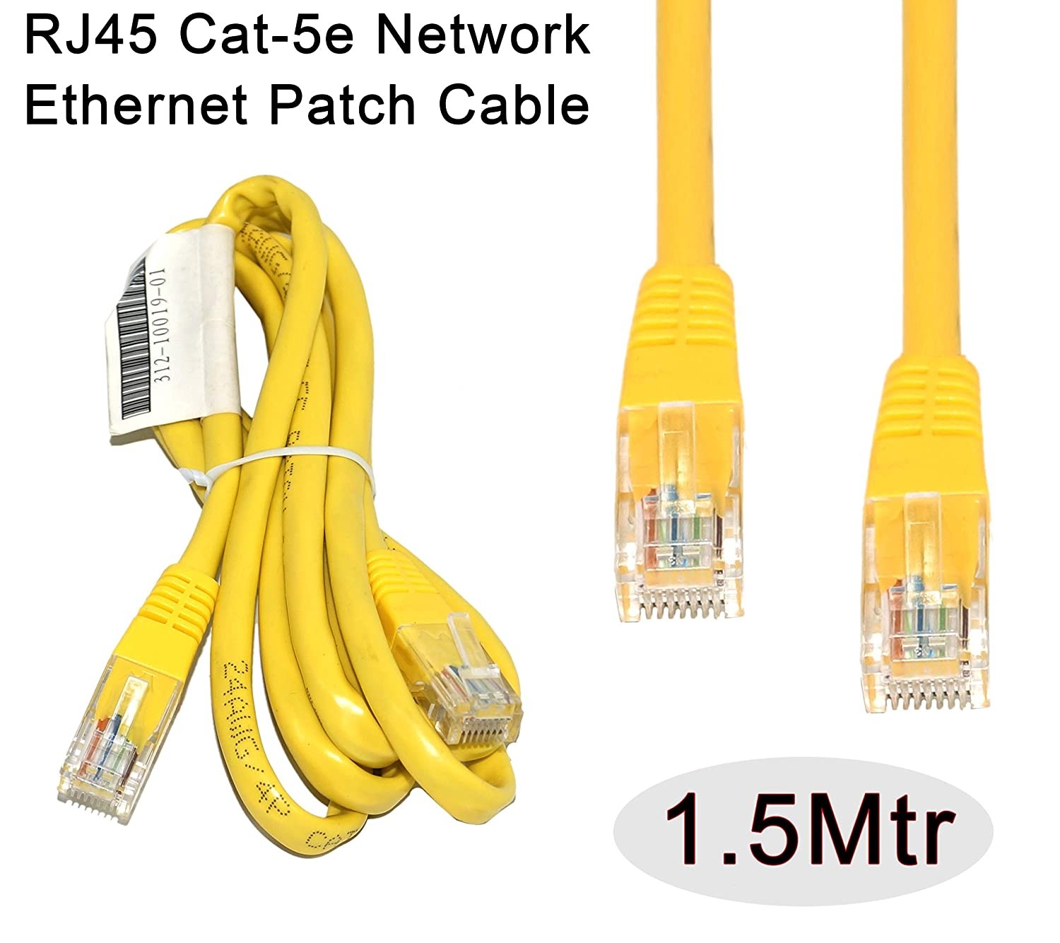Storite RJ45 CAT5 Ethernet Patch LAN Cable - RJ45 Computer Networking cord - Yellow (1.5 M)