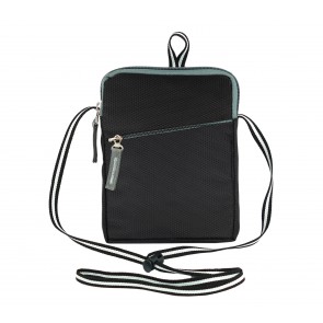 Storite Nylon Stylish Neck Pouch Sling Cross Body Travel Office Business Messenger one Side Bag for Men Women -(18 x 14 x 3 cm,Black Grey)