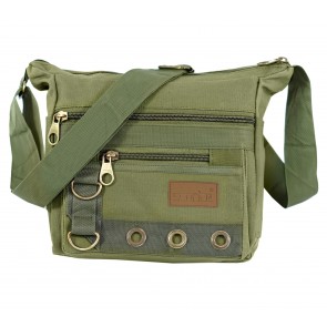 Storite Cotton Sling Cross Body Travel Office Business Messenger one Side Shoulder Bag for Men Women(24 x 8.8 x 21.5 cm,Olive)