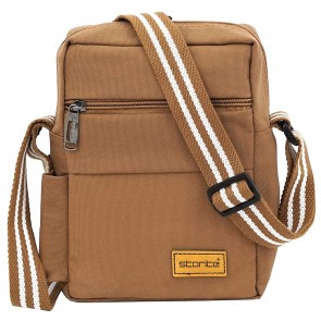 Storite Stylish Canvas Sling Cross Body Travel Office Business Messenger Bag for Men Women (25.5x18.5x8 cm, Brown)