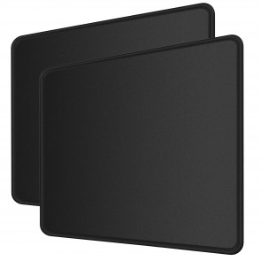 RiaTech 2 Pack (250mm x 210mm x 2mm) Gaming Mouse Pad for Laptop/Computer with Stitched Embroidery Edges and Water Resistance Coating Natural Rubber Non Slippery Rubber Base - Black with Black Border