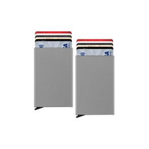 Storite 2 Pack Metal RFID Blocking Pop Up Credit Or Debit Card Holder Case for Men & Women (9.5 cm x 6 cm, Grey)
