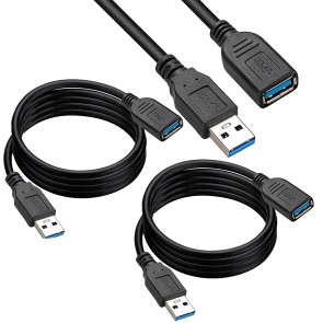 Storite 2 Pack USB 3.0 Male A To Female A Extension Cable SuperSpeed 5GBps For Laptop/PC/Mac/Printers-1.5m