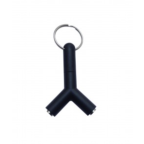 Wholesale 3.5mm Y Shape Keyring Jack Splitter - Black