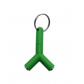 Wholesale 3.5mm Y Shape Keyring Jack Splitter - Green