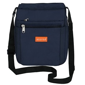 Storite Stylish Nylon Sling Cross Body Travel Office Business Messenger Bag for Men Women (21 x 6.5 x 25 cm, Navy Blue)