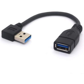 Storite 15cm 90 Degree USB 3.0 Extension Cable USB Type A Male to Female High Speed Connection, Super Fast 5Gbps Data Transfer Extender Cord - Black