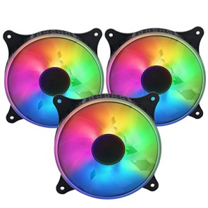 RiaTech 3 Pack RGB LED Series 120mm Case Fan for Computer Case, Unique Ultra Quiet Long Life Gaming PC Cooling Fan - RGB