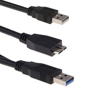 SaiTech IT dual usb 3.0 type a to micro-b usb y shape high speed upto 5 Gbps data transfer cable for External Hard Drives - 1 feet length