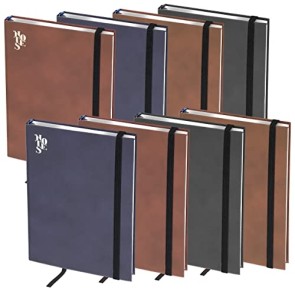 DAHSHA Pack Of 8 PU Leather Finish Hard Bound Small Notebook Diary with Elastic Band Closure- 85 Sheets 170 Pages for Office Personal Daily Planner for Men & Women (Assorted Color, 18.5x12.5x1.5 cm)