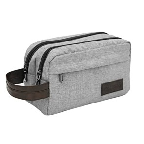 DAHSHA 3 Zipper Multi-Pocket Multi-Utility Polyester 3 Zipper Toiletry Bag Hanging Dopp Kit Shaving Bag for Toiletries Travel Accessories with Large Capacity for Travel (Grey, 24 X 9 X 14 cm)
