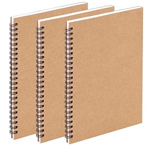 DAHSHA College Spiral Notebook A5 Pack of 3 Ruled Page Writing Notebooks Journal Memo Notepad Spiral Single Line Students Office Business Subject Diary Journal-Brown (21x14.5 cm,60 Sheets-120 Pages)