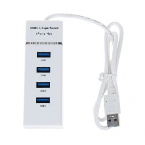Wholesale USB 3.0 4-Port Portable Hub with 30cm USB 3.0 Cable With Super Speed 5 Gbps (White)