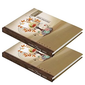 DAHSHA Pack Of 2 Executive Planner Organizer Personal Diary 2022 with Sunday Half Page (22 X 1.5 X 14 cm) --Brown