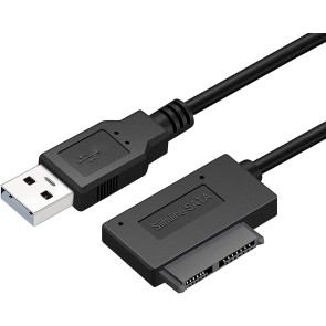 USB 2.0 to 7+6 13 Pin SATA Laptop & CD/DVD ROM Optical Drive Adapter Cable