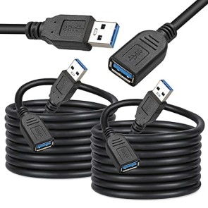 SaiTech IT 2 Pack USB 3.0 Male A to Female A Extension Cable High Speed 5GBps for Laptop/PC/Printers - 3 Meter Black