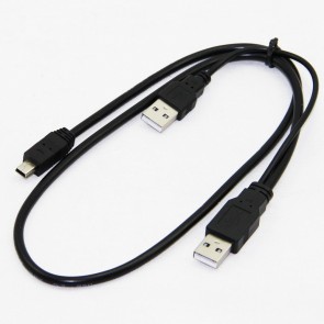 Wholesale USB 2.0 DUAL Power Y Shape to Mini B Cable - 200cm