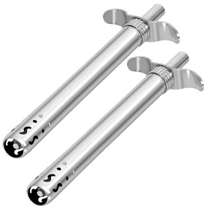 NISUN Easy Grip Waterproof Stainless Steel Heavy Duty Gas Lighter for Kitchen Use (Pack of 2, Silver)