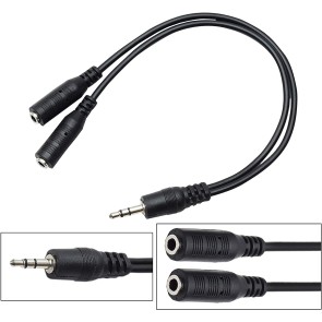 SaiTech 3.5mm Stereo Jack Splitter Cable Adapter for ipod, Mp3 Player, Mobile Phone, Laptop, PC, Headphone Speakers (Black)