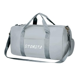 Storite Nylon 46 cm Foldable Travel Duffel Bag, Sports Gym Duffle Bag, Shoulder Handbag for Women, Outdoor Weekend Bag with Shoe and Wet Clothes Compartments (Grey,46x23x23 cm)