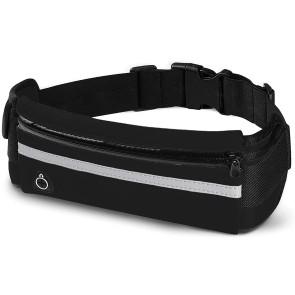 NISUN Waterproof Running Belt Waist Pack, Fit All Waist Sizes & All Phone Models for Running, Hiking, Workouts, Cycling, Travelling Money Belt - Black