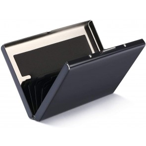 Storite Imported 8 Slot Stainless Steel RFID Blocking Metal Credit Debit Card Holder for Men Women - Black