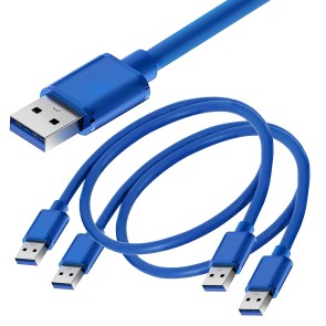 SAITECH IT 2 Pack 60cm (2 Feet) High Speed USB 3.0 Type A Male to Type A Male Cable -Blue