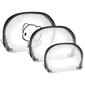 SNDIA Set of 3 Multipurpose Transparent Travel Pouch Toiletry Kit Bag Cosmetic Pouch for Women Makeup Organizer Bag, Shaving Kit Toiletry Bag for Men (22L x 17H x 8W, cm)