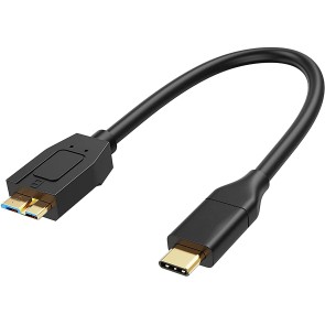 Storite 1m USB Type-C to Micro-B USB 3.0 Cable, 10Gbps Fast Charging & Syncing Cord Compatible with Windows/Mac & External Hard Drive - Black