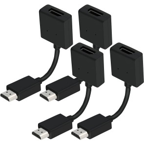 SaiTech IT 4 Pack Short HDMI Extension Cable High Speed Male to Female HDMI Swivel Adapter for Google Chrome Cast - (10cm - 4 Inch) Black