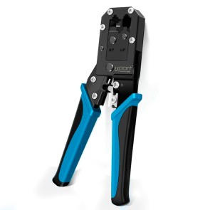 UPORT Modular Network RJ45 RJ11 RJ12 Crimping Tool, Network Cable Cutting Stripping Crimper/Wire Stripper/Wire Cutter, for 8P/6P/4P /CAT5/CAT5e/CAT6 All in One Crimping Tool, Black and Blue