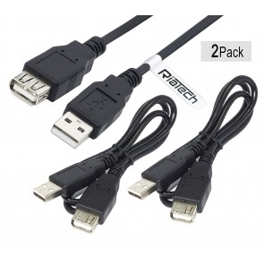 2 Pack-Storite USB 2.0 DUAL Power Y Shape 2 x Type A TO Mini B Cable For External Hard Drives/Camera/Card Readers 75cm 2 FOOT 0.75M 