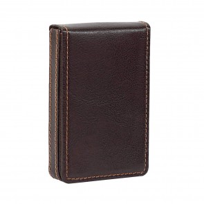 Storite Leather Pocket Sized Visiting/Business/Credit/Debit Card Holder with Magnetic Shut for Men & Women - (Vertical Brown)