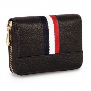 Storite 12 Slot PU Leather Credit/Debit Zipper Card Holder Wallet for Men & Women - Brown