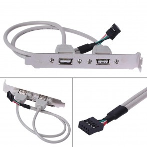 RiaTech USB 2.0 Header - Dual 9 pin Header to 2 Ports USB 2.0 Female Cable Back PCI Panel Bracket For Desktop Computer