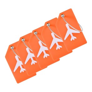 Storite Pack of 5 Luggage Tags, Silicon Luggage Tags with Steel Loop Travel Bag Tags for Easily Identification of Bags (Orange)