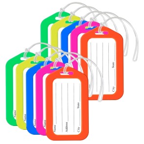 Storite Pack Of 10 Luggage Tags, Smart Tags For Travel Suitcases, Travel Bag Tags For Easily Identification Of Bags (Multicolour), 10 Labels