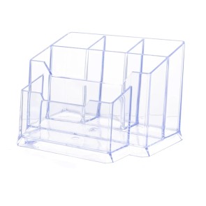 DAHSHA Premium Acrylic Transparent Visiting Business Card Holder with pen holder stand /Display Stand Desk Organizer for Office Table (Transparent-1pcs)