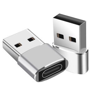 Storite 2 Pack USB 3.1 USB Male to Type C Female Adapter for Data Sync & Fast Charging, USB A to Type C Connector Works with Laptops, Chargers, PC - Silver
