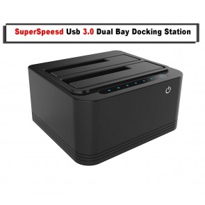 Storite USB 3.0 to SATA Dual-Bay Hard Drive Docking Station with Offline Clone Function for 2.5 / 3.5 Inch HDD SSD