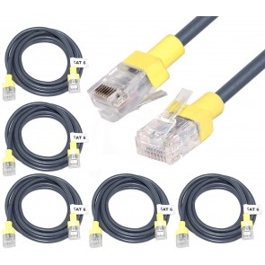 Storite 5 Pack Slim Cat-6 RJ45 Network Ethernet LAN Patch Cable (4 mm Core) for Laptop Desktop Pc Router Server Rack (Grey) -1.5M
