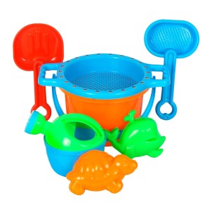 Storite Beach Toys Set for Kids Made in India | Beach Sand Castle Toys - Activity Playset & Gardening Tool with Bucket| Kids Baby Toys | Sand Beach Toys - 6 Pcs + Bucket (Multicolour)
