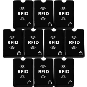 10 Pcs RFID Blocking Sleeves (Credit Card Holders Only) for Identity Theft Protection, Perfectly Fits in Wallet/Purse - Black