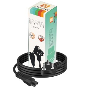 Dahsha 1.5 Meter 250 Volts 3 Pin Laptop Power Cable Cord Charger Adapter with Box Package - Black - 1 Year Warranty