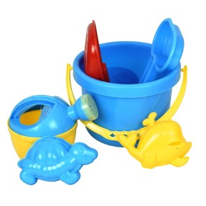 Storite Sand Game Castle Building Plastic Beach Toy Set for Kids Summer Fun Creative Activity Playset & Gardening Tool with Fishes, Turtles & Bucket - 5 Pcs + Bucket Set (Multicolour)