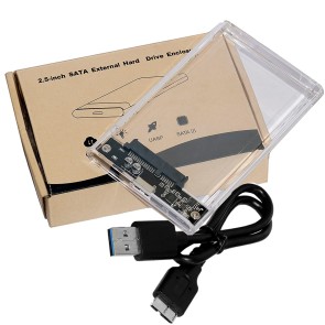 NISUN 2.5 inch USB 3.0 External Hard Disk Enclosure Adapter, External Portable USB 3.0 to SATA Transparent Hard Drive Enclosure for 2.5 Inch SATA HDD/SSD, Support SATA III