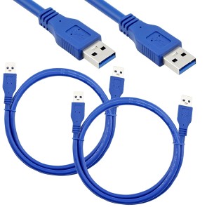 Storite 2 Pack USB 3.0 Type A Male to Type A Male Cable for Data Transfer Hard Drive Enclosures, Cooling Pad 1.5m 150 cm-Blue